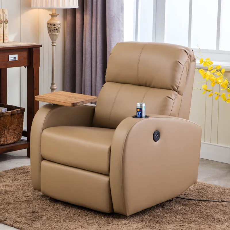 Silla con mesa brazo patas de cromo y sostenedor de taza de sillón reclinable silla eléctrica