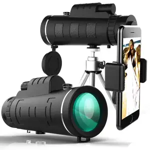 便携式40X60高功率单眼望远镜镜头 + 夹子 + 三脚架高清旅行通用单眼手机