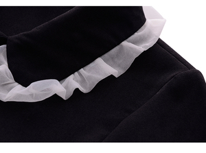2025 Summer High Quality Guangzhou Knitting Manufacturer Short <strong>Sleeve</strong> Peter Pan Collar <strong>Chiffon</strong> Embroidery <strong>Midi</strong> <strong>Dress</strong> - Product Image 4