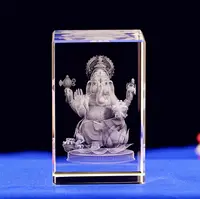 3D לייזר קריסטל זכוכית קוביית K9 קריסטל דתי מזכרת הודו פיל אלוהים לייזר גביש
