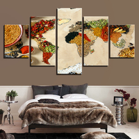 Impresiones en lienzo de pintura de mapa del mundo, cuadros artísticos de pared para decoración del hogar