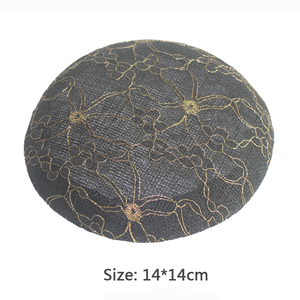 14*14 centimetri Sinamay Base Rotonda Con La Copertura di Pizzo Modisteria Cappello di Forma di Base Per Rendere Le Donne Cappello di Fascinator Copricapo headwear