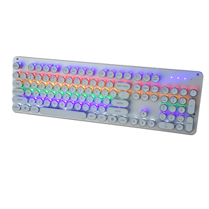 Vintage <span class=keywords><strong>Macchina</strong></span> <span class=keywords><strong>Da</strong></span> <span class=keywords><strong>Scrivere</strong></span> Bianca Illuminata Retroilluminato Gaming Keyboard Con Steampunk Retro Tasti Rotondi - Product Image 5