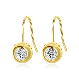 LUOTEEMI — boucles d'oreilles simples coréennes, bijou rond en pierre CZ, Simple - Product Image 1