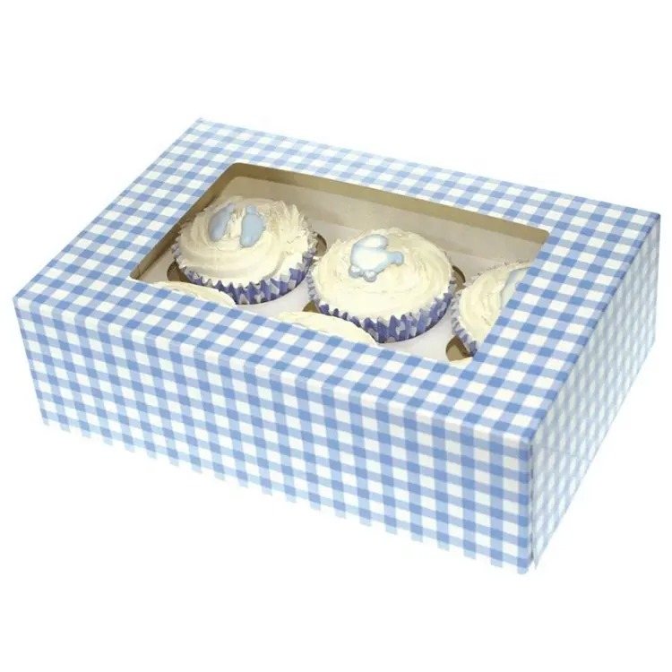 Tùy Chỉnh Thiết Kế PET Cửa Sổ Cấp Thực Phẩm Giấy Quà Tặng Cup Cake Box