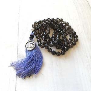 Meditación de Yoga Estilo de vida de cuarzo ahumado Natural collar de piedras 8mm mala 108 cuentas anudada a mano de la joyería de la pulsera - Product Image 4