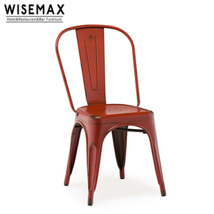 Chaise de salle à manger industrielle vintage colorée WISEMAX Design Commercial, chaise de bistrot rétro en métal vieilli, aluminium, empilable - Product Image 4