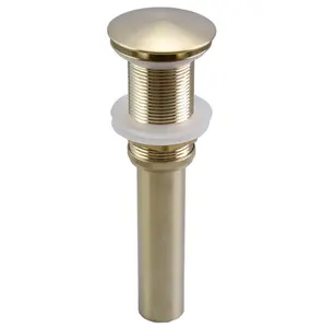 Sustainable products Brass Pop Up Sink Drain Stopper without overflow Bathroom Faucet Vessel Vanity Sink Drainer Brushed Gold