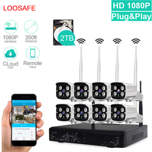 Loosafe <span class=keywords><strong>1080</strong></span> P 2mp p2p беспроводной сети Наружного Наблюдения <span class=keywords><strong>NVR</strong></span> комплект 8ch с 2 ТБ жесткий диск - Product Image 1