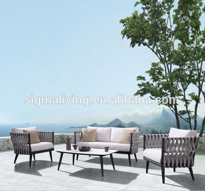 New arrival comfortable patio furniture rope woven sofa small safa set for sale