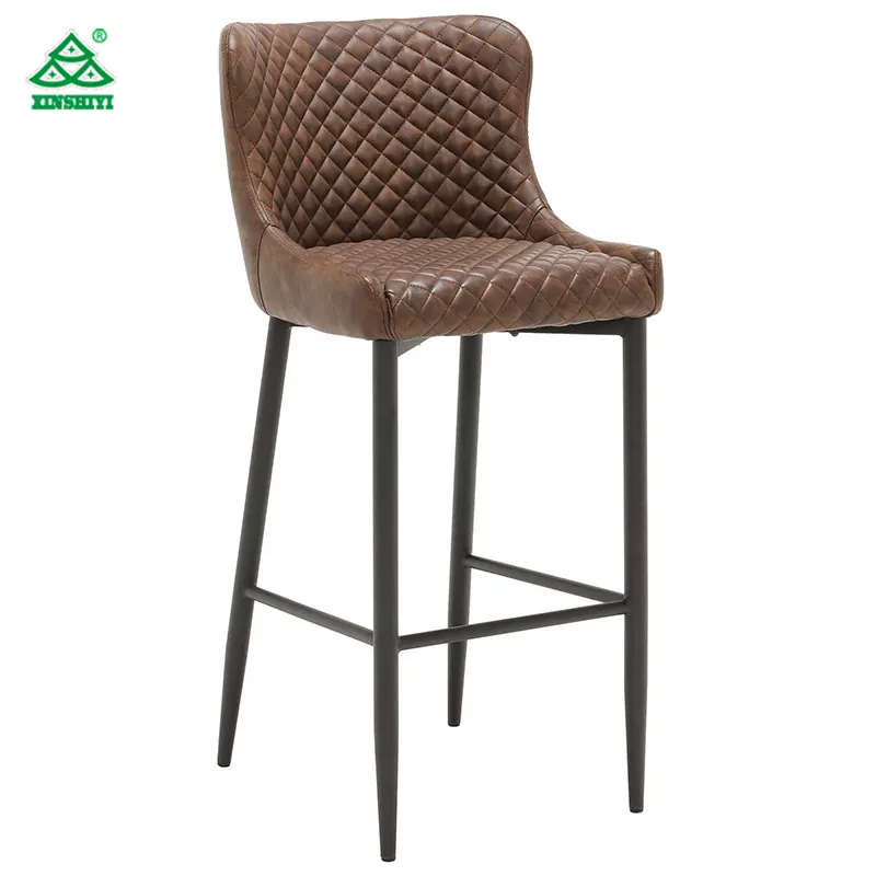 Taburete de Bar tapizado silla con pata de Metal en venta, taburete de barra de asiento de pu