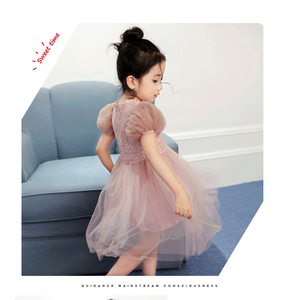Vestido de princesa de véu para meninas, roupa infantil rosa da moda para festa - Product Image 6