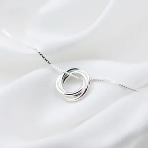 Collier rond avec pendentif sirène de 14mm, chaîne de clavicule courte, en argent 925