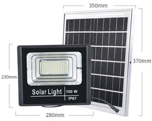Projecteur solaire led imperméable avec télécommande, conforme à la norme IP67, éclairage d'extérieur à large faisceau, idéal pour un <span class=keywords><strong>jardin</strong></span>, 100w, nouveau modèle - Product Image 2