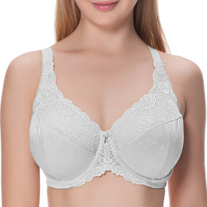 Reggiseno in pizzo da donna traspirante estivo Plus Size Non imbottito figura intera <span class=keywords><strong>con</strong></span> <span class=keywords><strong>ferretto</strong></span> minimizzatore reggiseno in pizzo <span class=keywords><strong>reggiseni</strong></span> per adulti cinghie sottili lavorate a maglia - Product Image 2