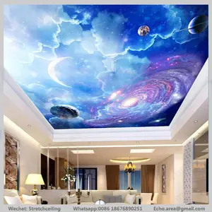 4mWx5mH per piece fashion decoration material 3d visual sky d print pvc film for hall suspended ceiling tiles guangzhou home