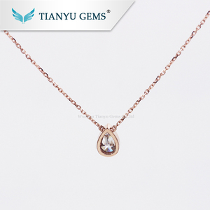 Tianyu gemas personalizado anillo colgante 14 K/18 k oro rosa 8*5,5mm pera aplastado las EIC corte anillo de compromiso de - Product Image 2