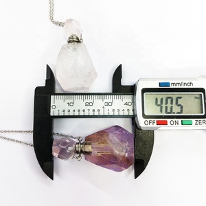 Colgante creativo con forma de botella de Perfume, citrinas amarillas, Smokey, amatista, piedra de cristal rosa, cadena de plata, collar de cuarzo