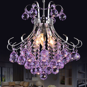 JYLIGHTING Modern high quality Luxury hotel crystal chandelier villa large crystal chandelier purple ceiling lamp