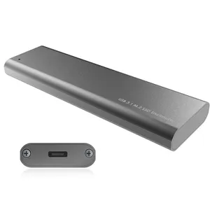 Aluminium USB C Gen 2 10Gbps M.2 SSD Kandang B Kunci Adaptor Eksternal Lebih Tinggi 10Gbps USB 3.1 Type C NGFF SATA Hard Drive Enclosure