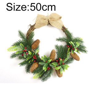 50 cm <span class=keywords><strong>Gros</strong></span> Pomme De Pin Rouge Berry Arbre Décoration De Noël Guirlande avec un Chiffon - Product Image 1
