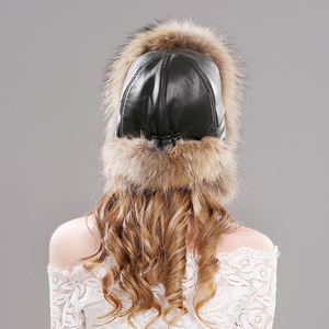 Chapeau d'hiver en peau de mouton de style aviateur de haute qualité pour femmes avec <span class=keywords><strong>bonnet</strong></span> d'oreille en fourrure de renard pour les scènes de fête - Product Image 3