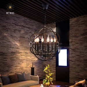 <span class=keywords><strong>Foucault</strong></span> Retro hierro forjado LED lámpara bombilla Vintage restauración Orb iluminación araña para el hogar Oficina Hotel decoración interior - Product Image 2