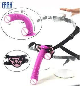 FAAK Adult Toy Wholesale Super Long Strap Dildo For Gay Removable Strap Dildo Harness Soft Strap On Penis Lesbian Sex Toy