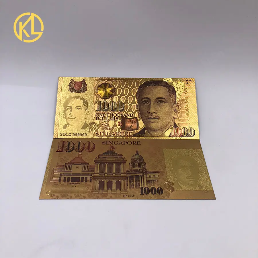 S$1000 Singapore Dollar Gold Banknote plastic Money Gold Foil Bank Note Banknotes Collection Decoration Birthday Gifts