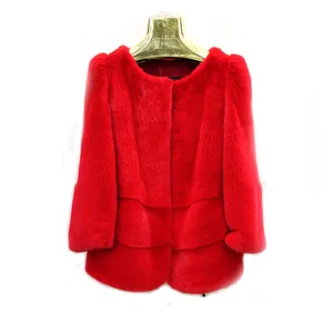 Migliore Qualità Import Pelliccia di Visone Cappotto Visone Rosso Cappotto Di Pelliccia Giacca Cappotto