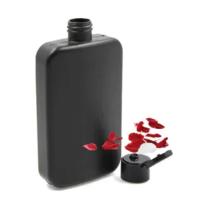 Embalagem de óleo de tanque hdpe preto liso 150ml, garrafa plástica cosmética do espremedor solar
