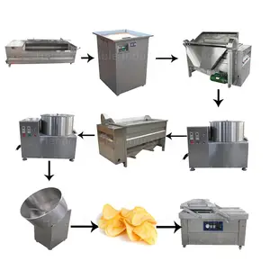 Máquina de produção de batatas fritas congeladas 300 kg/h, linha/equipamentos fritas francesas