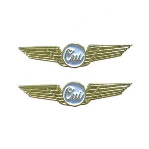 Insignia de Piloto Personalizada con Forma de Ala de Águila en Metal Dorado - Product Image 1