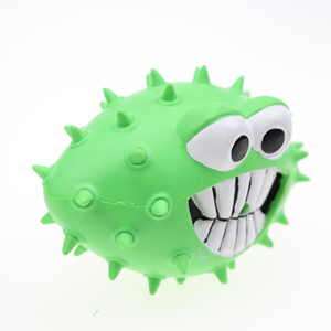 Juguete masticable impermeable ecológico personalizado para perros, Bola de espinas chirriantes, función de risa, goma duradera naranja/verde para uso en interiores/exteriores - Product Image 5