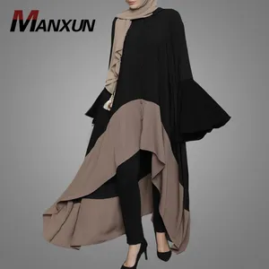 Wholesale Casual Abaya Design Islamic Women Wear Trendy Double Color Indonesia Tunic Clothing Large Size Ramadan Muslim Blouse