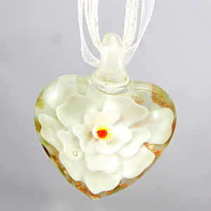 보석 여성 도매 보석 목걸이 꽃 심장 모양 유리 무라노 유리 펜던트 - Product Image 2
