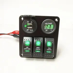 Panel de interruptor LED impermeable para coche, 3/4/6 entradas, interruptor basculante para barco, con fusible, USB Dual, interruptor de toma de corriente