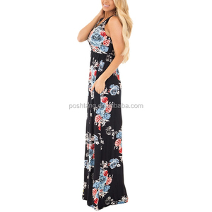 surtido venta al por mayor <span class=keywords><strong>moda</strong></span> mujer vestido suelto sin mangas <span class=keywords><strong>dama</strong></span> de verano floral vestido maxi - Product Image 2