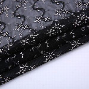 Nueva moda de prendas de vestir de diseño de bordado de malla negro tela de tul rollo de cable - Product Image 5