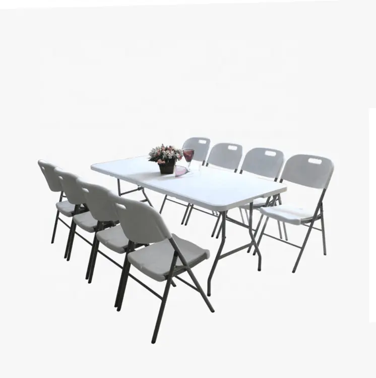 240cm HDPE masa 8FT dikdörtgen masa plastik katlanır masa mobilya