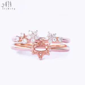 Anello di fidanzamento in oro rosa 18 carati con diamante semi-montaggio per gioielli in oro di moda fornitore di hong kong senza la pietra principale