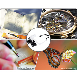 <span class=keywords><strong>10x</strong></span> 15x 20x 25x Loupe avec 2 LED Lumière Tête Loupe Double Oeil Bijoutier Montre Horloge Réparation Loupe microscope