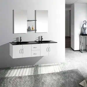 Modern Bathroom Vanity Set with Glass Sink Bath Cabinet Furniture Unit T9001