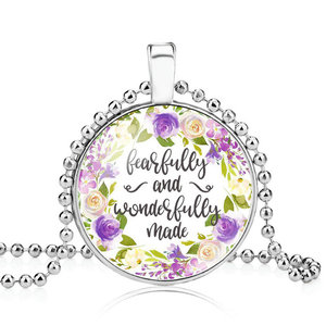 Grano de cadena al por mayor de plata rosario religión biblia verso vidrio foto collar joyería - Product Image 4