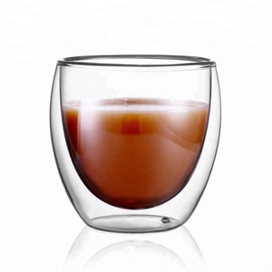 AIHPO06 potable mantener reutilizable claro Pyrex 7 oz 200 ml borosilicato doble pared de vidrio té taza de café sin mango - Product Image 2