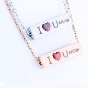 Popular de acero inoxidable, chapado en oro <span class=keywords><strong>blanco</strong></span>, letras cuboides <span class=keywords><strong>Te</strong></span> quiero, mamá, suerte, colgante, collares, día de la madre - Product Image 2