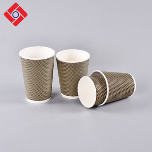 Guangzhou, China a cuadros de 12 oz bebidas de café capuchino beber de la taza de papel de impresión personalizado con tapa - Product Image 1