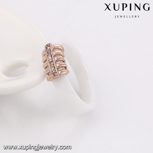 13919 مجوهرات Xuping فريدة من نوعها روز الذهب اللون ضلع الهيكل العظمي نمط الماس خاتم من السيراميك - Product Image 3