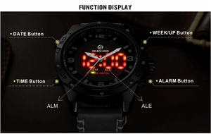 GOLDENHOUR GH110 nuovo stile Led Display accendino orologio allarme 30M orologio <span class=keywords><strong>da</strong></span> <span class=keywords><strong>polso</strong></span> <span class=keywords><strong>da</strong></span> uomo resistente all'acqua - Product Image 4
