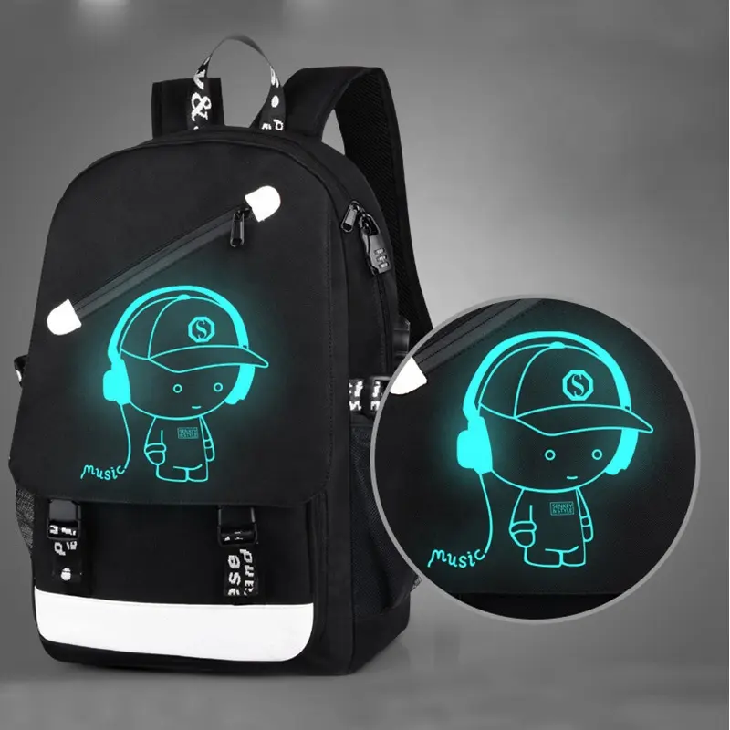 Hot Selling New Simple Modische Leuchtende Magic Boy Anime School Star Anti-Diebstahl-Rucksack mit USB-Anschluss